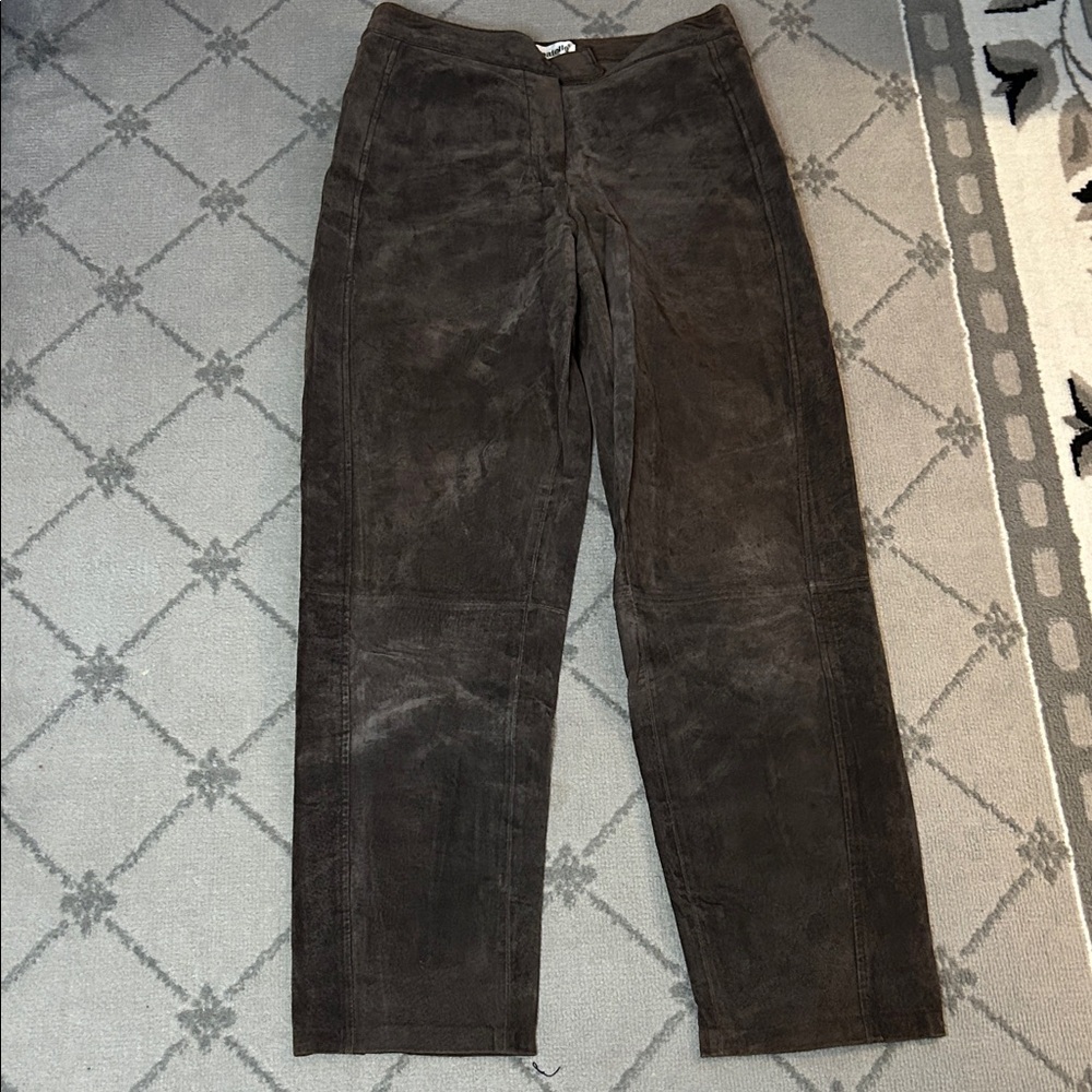 Women’s Brown Suede Straight-Leg Pants